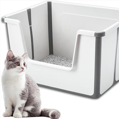 Foldable open cat litter tray